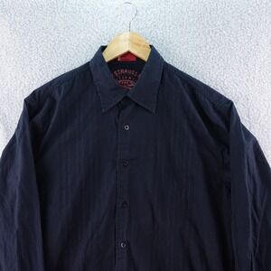 Levi Strauss & Co Mens L Authentic Red Tab Riveted‎ Black Striped Long Sleeve